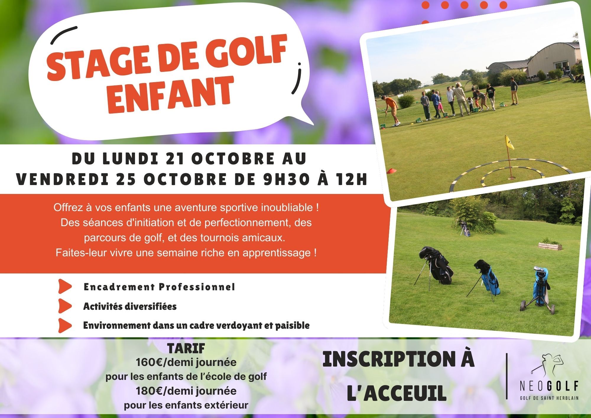 Stage de golf enfant toussaint